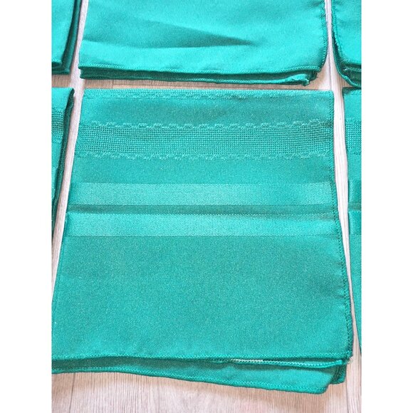 Set Of 8 Green Satin Dinner Napkins With Textured Stripe Design - Picture 2 of 5